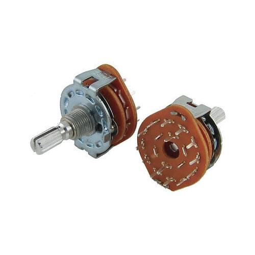 2 pcs AC 125V 0.3A 250V 0.6A 2 Pole 6 Positions Rotary Switch 25mm