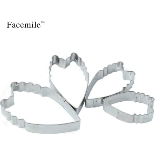 4pcs/set of Herbaceous Peony Stainless Steel Flower Fondant Cake Cutters Cookie Baking Tools 51052 Gift
