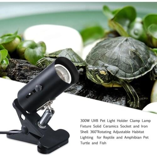 85-265V 300W UVB Pet Light Holder Clamp Lamp Fixture Solid Ceramics Socket and Iron Shell 360 Adjustable Habitat Lighting