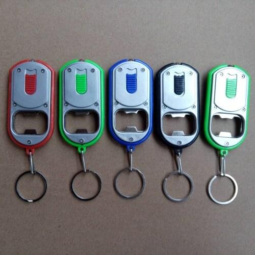 Free shipping Korea Creative led keychain bottle opener keychain pendant with light beer drink corkage