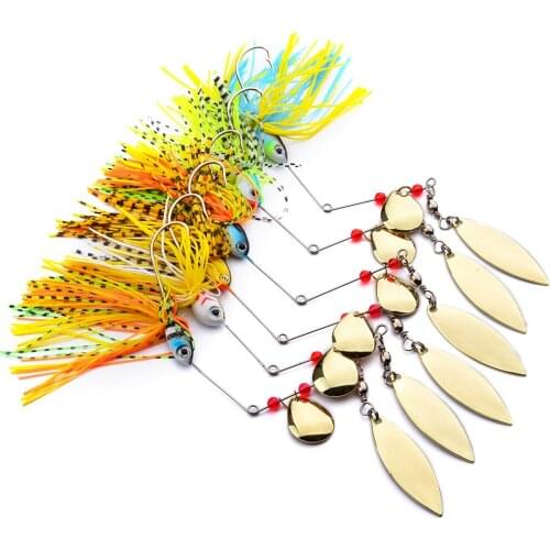 1Pcs 17g Spinnerbait Black Large Mouth Bass Fish Metal Bait Sequin Beard Pike Fishing Tackle Rubber Jig Soft Fishing Lure