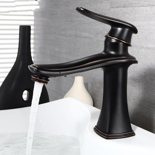 Oil Rubbed Bronze Modern Lead-Free Brass Bathroom Sink Faucet Single Handle Wash Basin Faucet Lavatory Tap