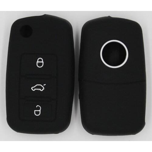 Silica Gel Car Key Case Cover for VW Tiguan Golf Sagitar Polo MK6 Passat B5 B6 Sharan Seat Leon Toledo Altea Skoda fob 3 button