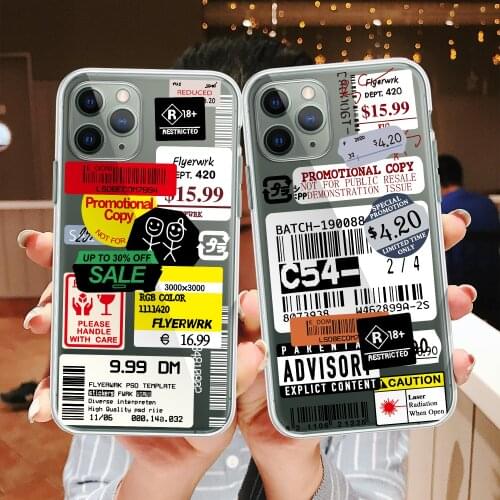 Retro Bar Code Label Phone Case For iPhone 12 Mini 11 Pro XS Max X XR 6 6S 7 8 Plus 5 5S SE 2020 Soft Silicone TPU Cover Fundas