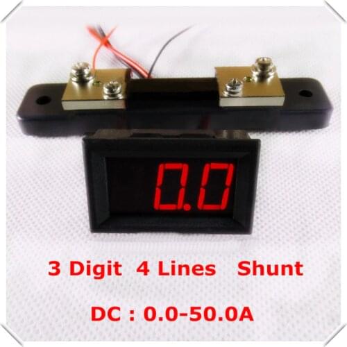 RD 0.56" Digital Ammeter APM dc 0-50A 4 wires Three digit Current Panel Meter with Shunt led Display Color [ 3 pieces / lot]
