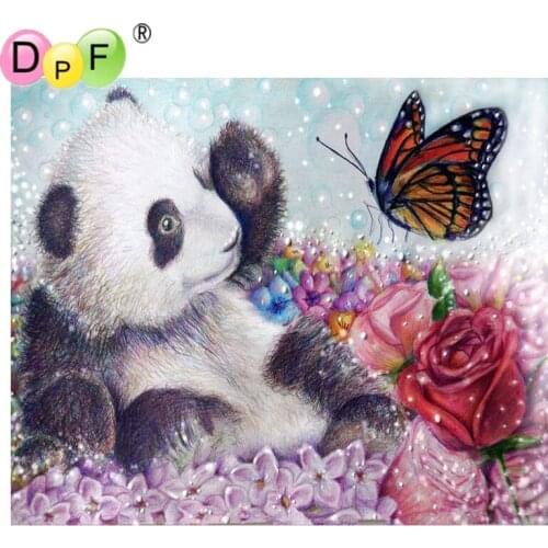 DPF 5D DIY Diamond Painting panda and flowers diamond Embroidery Rhinestone Mosaic home decor pasted Painting