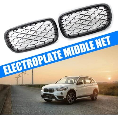Glossy Black Front Hood Kidney Grille Grill ABS Dual Line Compatible for BMW X5 F15 2014-2016 Front Bumper Grille