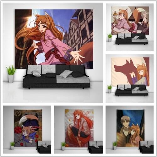 Spice and Wolf Horo Tapestry Art Wall Hanging Sofa Table Bed Cover Home Decor Dorm Gift