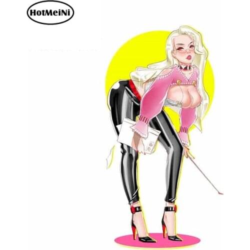 HotMeiNi 13cm x 7.3cm Sexy Teacher Car Stickers Cartoon Oem Car Body Glue Sticker Vinyl Wrap JDM Polyethylene Waterproof