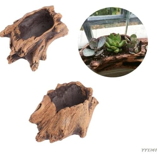 Imitating Wood Flower Cement Planters for Succulents Flowerpots Bonsai Decor