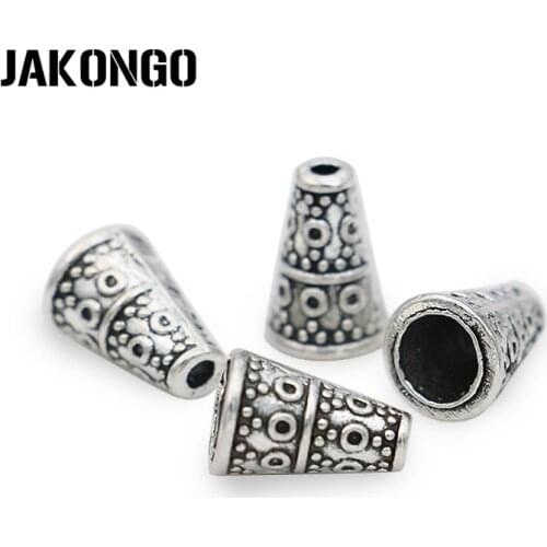 JAKONGO Antique Silver Plated Cone Shape Spacer Beads European Looser Beads for Jewelry Making DIY Handmade Accessories 25pcs
