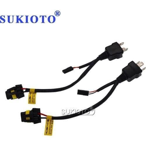 SUKIOTO 10Pairs 12V H4 Hilo Relay Harness Control Cable For 35W 55W H4 Hi/Lo Bi-Xenon HID Bulbs Wiring Controller Play and Plug