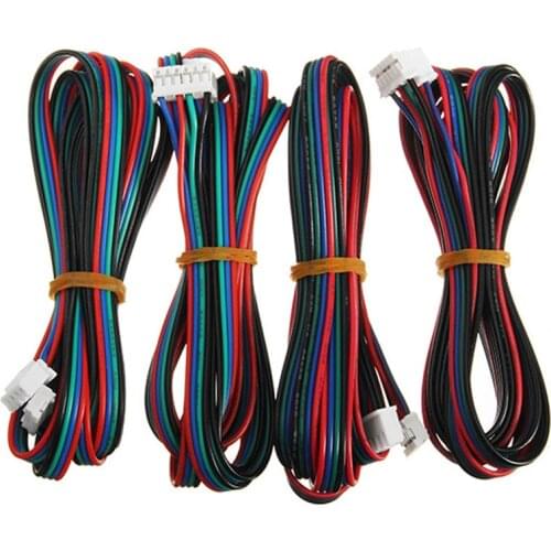 4pcs 100/200/300cm 4pin to 6pin XH2.54 NEMA 17 Stepper Motor Cable AWG26 DuPont line For 3D Printer 42 Stepper Motor