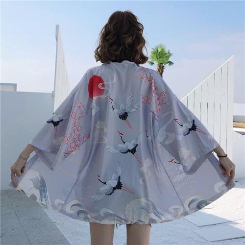 Yukata female Kimono cardigan shirt harajuku kawaii style Kimonos woman 2020 blouse obi haori Japanese streetwear robe