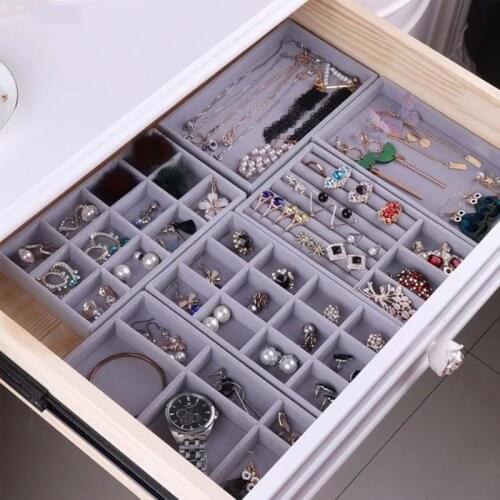 3PCS Hot Sales Velvet Jewelry Box Ring Fashion Portable Display Organizer Tray Holder Earring Jewelry Storage Showcase For Woman