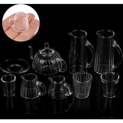 1/12 Dollhouse Miniature Kitchen Decor Glass teacup kettle teapot Model Toys