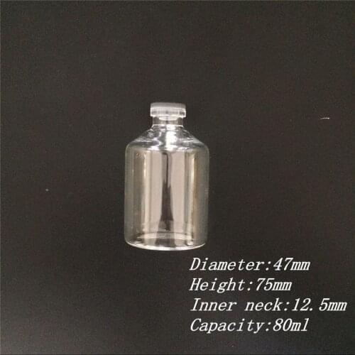 10 pcs 47x75x12.5 mm Small Glass Bottles with Rubber Stopper DIY 80 ml Medical Alcohol Glass Vials Storage Containers