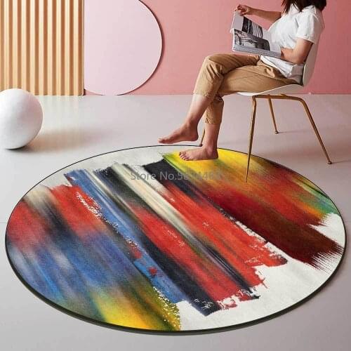 Fashion Modern Abstract Color Art Oil Painting Living Room Bedroom Hanging Basket Chair Round Floor Mat Carpet