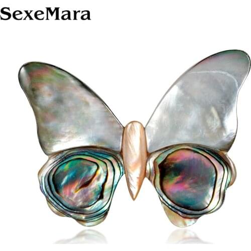 ZiccoWong Fashion Natural Shell Butterfly Brooches For Women Jewelry Coat Collar Sweater Accessories Vintage Insect Pins Gift