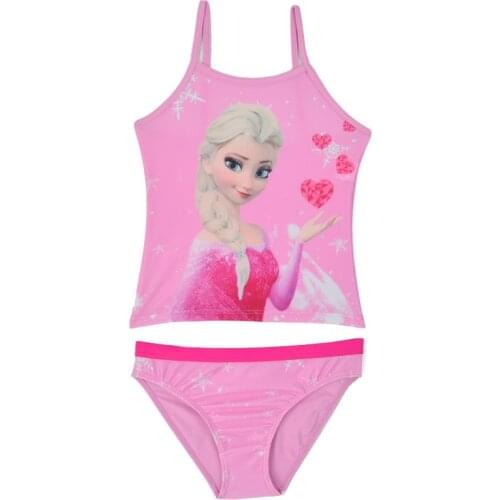 New 2020 Childrens Swimwear Two Piece Frozen Anna Elsa Princess Sofia Swimsuit For Girl Summer Bikini Sets Kids Lovely Swimwear