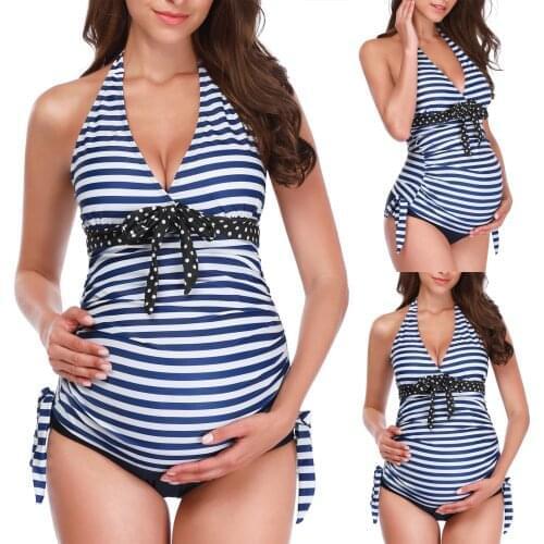 2021 New Summer Maternity Swimwear Pregnancy Swimsuit Womens Split Striped Bikini Sexy Maternity Plus Fat Swimsuit Bikini