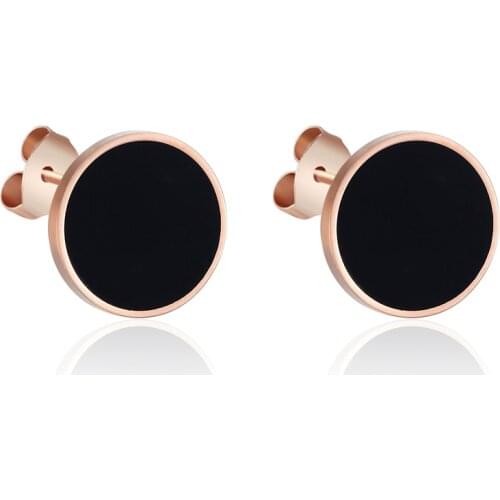 New Arrival Enamel And Shells Rose Gold Stud Earrings For Women And Men Girls Titanium Steel Earrings Wholesale Piercing Jewelry