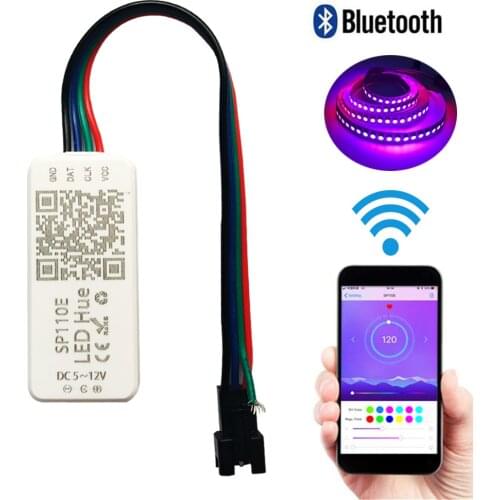 SP110E SPI Bluetooth full color Pixel light Controller by smart phone APP For WS2812B SK6812 RGBW LPD88061903 RGB/RGBW DC5-12V