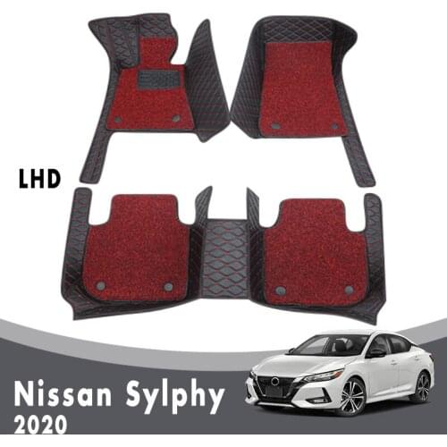 Luxury Double Layer Wire Loop Car Floor Mats Carpet For Nissan Sylphy 2020 Auto Interior Leather Rugs Accessories Styling Covers