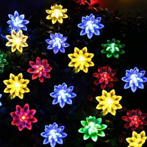 Xmas LED Lotus Blossom Garland Light String Battery Powered 10-80leds 1.5-10m Flower Lamp for Wedding Ramadan Christmas Decor