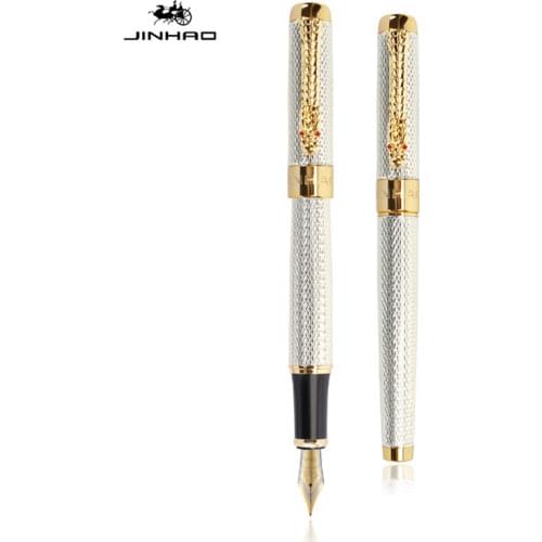 Jinhao 1200 White Pearl color Luxury Eastern Dragon Gift Pen Business office pen Fountain Pen New