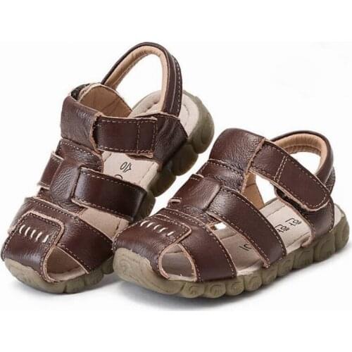 Summer Kids Children Boys Genuine Leather Sandals For Toddler Baby Little Boys Brown Sports Sandals Shoes 1 2 3 4 To 5 6 7 Years