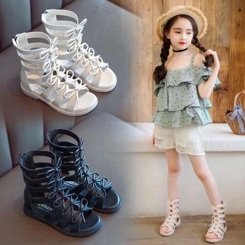 Top Quality 2018 summer fashion Roman boots High-top girls sandals kids gladiator sandals toddler child sandals girls EUR26-36