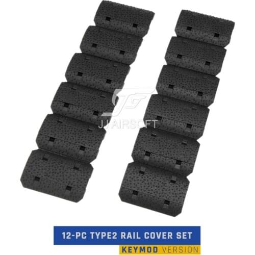 Airsoft Tactical 12-PC 12pcs Type2 Keymod Rail Cover Set handstop hand stop protector (Black/Tan/Delux)