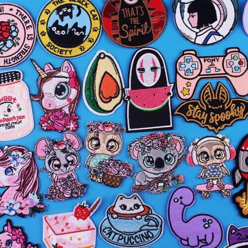 Cartoon Patch Sewing Embroidered Patches For Clothing Cute Animal Letter Stickers Iron On Clothes Flower Pathches On Clothes