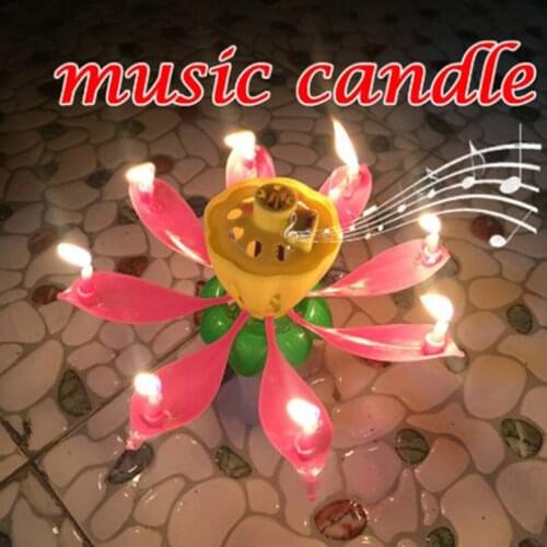Tronzo Lotus Flower Festival Music Birthday Cake Candles 1PCS Fashion Christmas Festival Decorative Music Wedding Party Candle