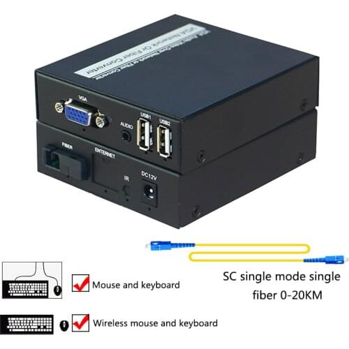 VGA KVM fiber optic converter VGA USB mouse and keyboard Audio KVM Extender single mode fiber 20KM