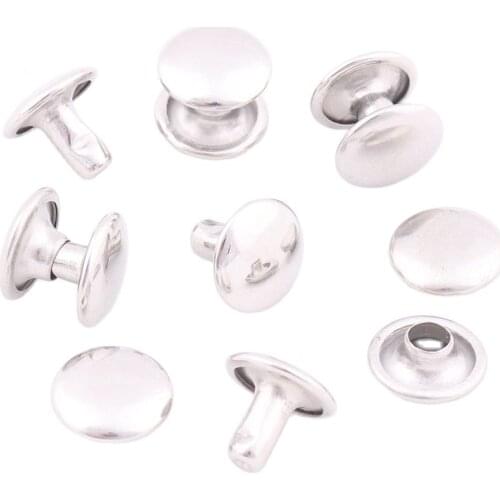 Double Cap Rivets 8*9mm Silver Craft Leather Craft Repairs DIY Apparel Garment Rivets Accessories Tool for Bag Shoes Belts Cloth