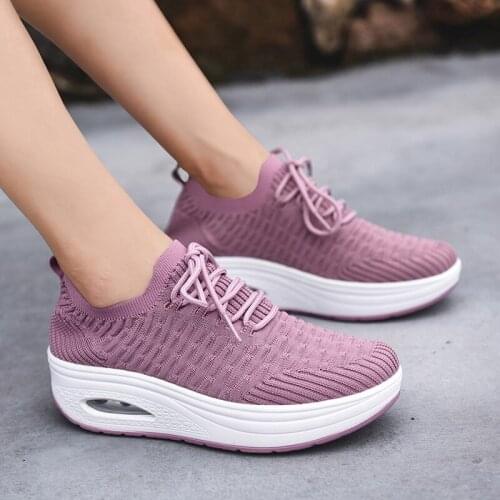 New Fashion Breathable Mesh Women Shoes Wedges Heel Shoes Sneakers Women Platform Casual Shoes Woman Vulcanize Shoes For Women
