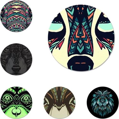 Animals Lion Wolf Owl Elephant Pattern Icons Pins Badge Decoration Brooches Metal Badges For Backpack Decoration 58mm