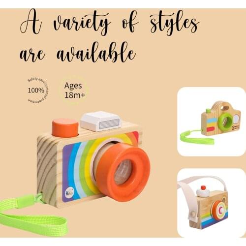 1pc Wooden SLR Camera Toy Cute Cartoon Camera Hanging Montessori Toy DIY Nursing Gift Room Decor Baby Block Wooden DIY Presents