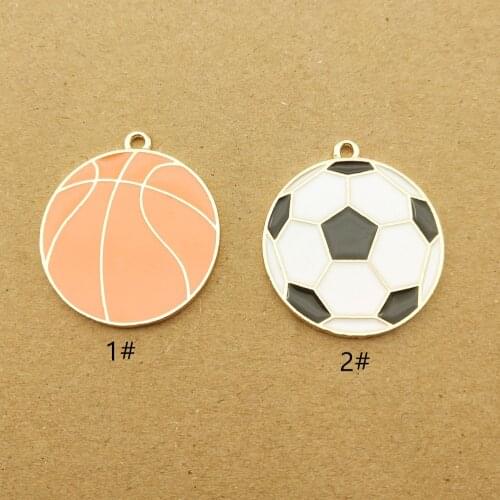 10pcs 25x27mm football basketball enamel charm for jewelry making earring pendant bracelet and necklace charms