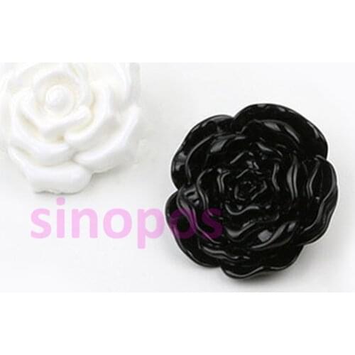 10pcs Black white resin rose shaped button decor for Womens Suit Sweater Coat, DIY Crafts Sewing Children Cloths Buttons, SP01
