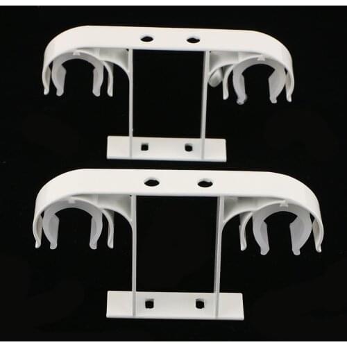2 Piece Hard Metal Double Drape Curtain Rod Support Bracket Holder Ceiling Mounted