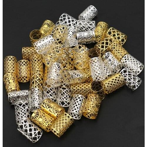 30pcs/lot Dreadlocks Beads Metal Dread Golden and Silver 23mm Hair Rings Locks Metal Cuffs Hair Decoration Braiding Hair Jewelry