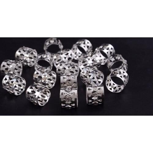 50pcs 8x9mm Rhinestone Hair Dread Braids Dreadlock Beads Adjustable Braid Cuffs Clip Heart Shape Hair Extension Tool Jewelry