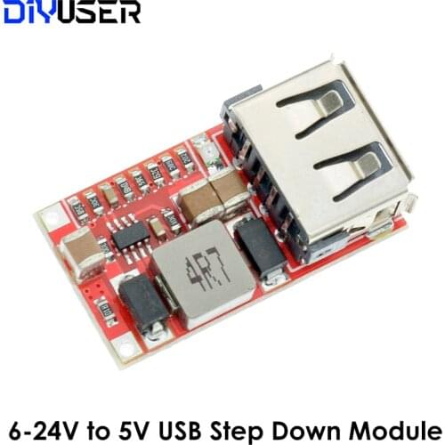 6-24V 24V 12V to 5V USB Step Down Module DC-DC Converter Phone Charger Car Power Supply Module Efficiency 97.5% Buck Module