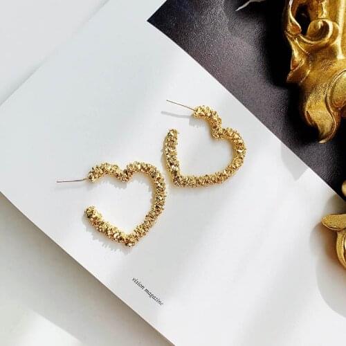 925Sivler Earpins Vintage Earrings for women gold color Geometric statement heart metal earing Hanging fashion jewelry