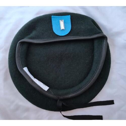 United States US Army 19th Special Forces Group Wool Blackish Green Beret FIRST LIEUTENANT OFFICER RANK INSIGNIA Military Hat