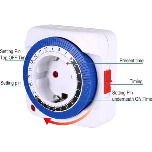 24 Hours Timer Mechanical Charging Motor Car Mobile Phone Automatic Power Off Socket Household Smart Timing Switch Socket