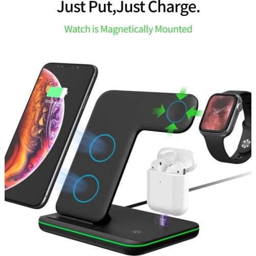 3 in 1 Wireless Charger Stand Applicable for Apple Mobile Phone Watch Android Headphones China for 15W Fast Work for iPhone XR